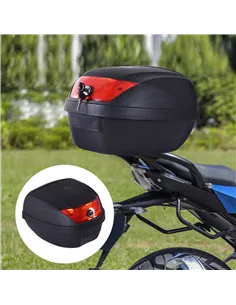 HOMCOM 28L Motorcycle Tail box Helmet Top Case Motorbike Luggage Storage Trunk Carrier Mount Rack w/ 2 Keys 2