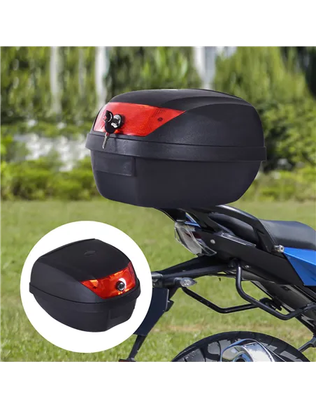 HOMCOM 28L Motorcycle Tail box Helmet Top Case Motorbike Luggage Storage Trunk Carrier Mount Rack w/ 2 Keys