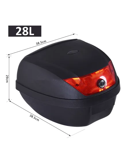 HOMCOM 28L Motorcycle Tail box Helmet Top Case Motorbike Luggage Storage Trunk Carrier Mount Rack w/ 2 Keys
