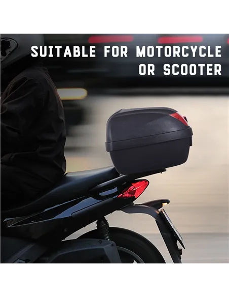 HOMCOM 28L Motorcycle Tail box Helmet Top Case Motorbike Luggage Storage Trunk Carrier Mount Rack w/ 2 Keys
