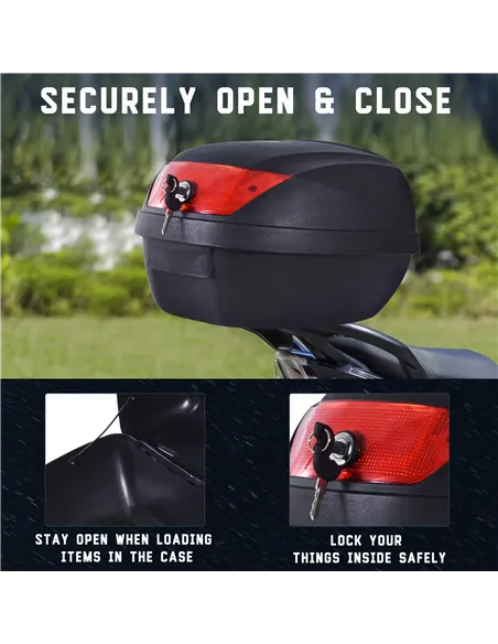 HOMCOM 28L Motorcycle Tail box Helmet Top Case Motorbike Luggage Storage Trunk Carrier Mount Rack w/ 2 Keys