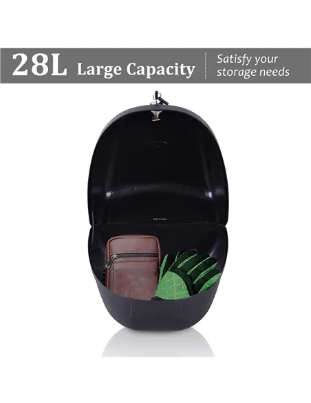 HOMCOM 28L Motorcycle Tail box Helmet Top Case Motorbike Luggage Storage Trunk Carrier Mount Rack w/ 2 Keys