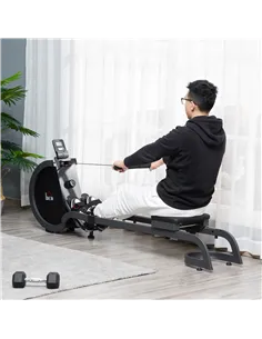 HOMCOM Folding Rowing Machine with 16-Level Adjustable Magnetic Resistance, Aluminium Side Rail, Digital Monitor, Cardio Workout 2