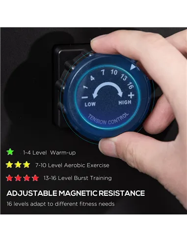 HOMCOM Folding Rowing Machine with 16-Level Adjustable Magnetic Resistance, Aluminium Side Rail, Digital Monitor, Cardio Workout