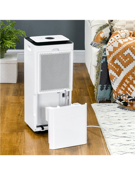 HOMCOM 3500mL Portable Dehumidifier with Air Purifier, 24H Timer, 5 Modes, 16L/Day, for Home Laundry, White