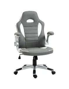 Vinsetto Computer Gaming Chair, Office Desk Swivel Chair, PU Leather Racing Chair with 90° Flip-up Armrest, Adjustable Height an