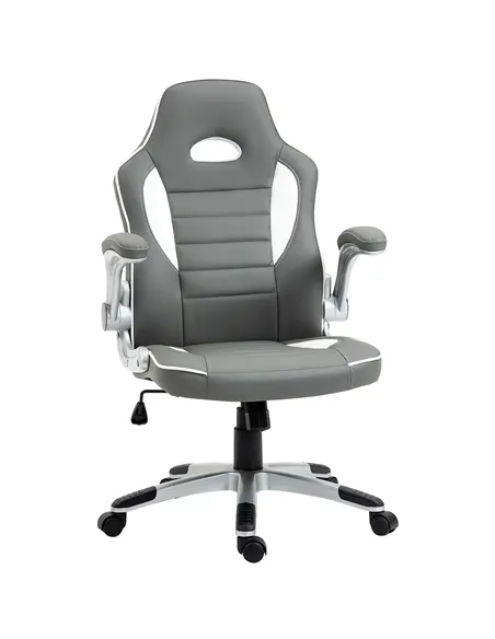 Vinsetto Computer Gaming Chair, Office Desk Swivel Chair, PU Leather Racing Chair with 90° Flip-up Armrest, Adjustable Height an