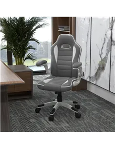 Vinsetto Computer Gaming Chair, Office Desk Swivel Chair, PU Leather Racing Chair with 90° Flip-up Armrest, Adjustable Height an 2
