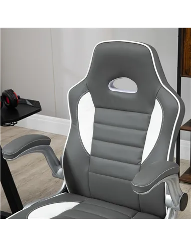 Vinsetto Computer Gaming Chair, Office Desk Swivel Chair, PU Leather Racing Chair with 90° Flip-up Armrest, Adjustable Height an