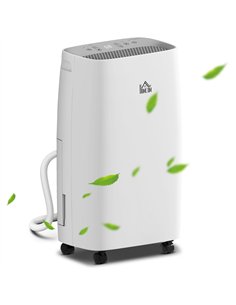 HOMCOM 12L/Day Dehumidifier with Continuous Drainage, 2.5L Water Tank, 24H Timer, Humidity Display, for Home Damp, Condensation,
