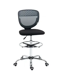 Vinsetto Drafting Chair, Swivel Office Draughtsman Chair, Mesh Standing Desk Chair with Adjustable Foot Ring, Armless, Grey