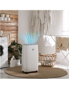 HOMCOM 12L/Day Dehumidifier with Continuous Drainage, 2.5L Water Tank, 24H Timer, Humidity Display, for Home Damp, Condensation, 2
