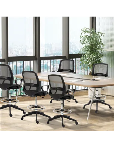 Vinsetto Ergonomic Mesh Back Drafting Chair, Tall Office Chair, Draughtsman Chair with Adjustable Height and Footrest 360° Swive