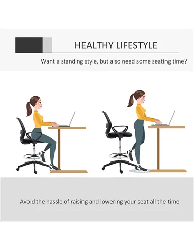 Vinsetto Ergonomic Mesh Back Drafting Chair, Tall Office Chair, Draughtsman Chair with Adjustable Height and Footrest 360° Swive