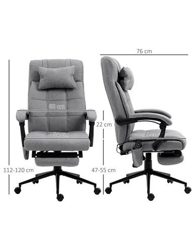Vinsetto Office Chair with 6-point Vibration Massage and Heat, Computer Chair with Adjustable Height, Head Pillow, Footrest for 