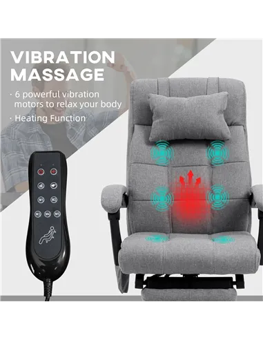 Vinsetto Office Chair with 6-point Vibration Massage and Heat, Computer Chair with Adjustable Height, Head Pillow, Footrest for 