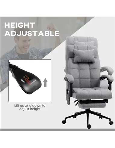 Vinsetto Office Chair with 6-point Vibration Massage and Heat, Computer Chair with Adjustable Height, Head Pillow, Footrest for 