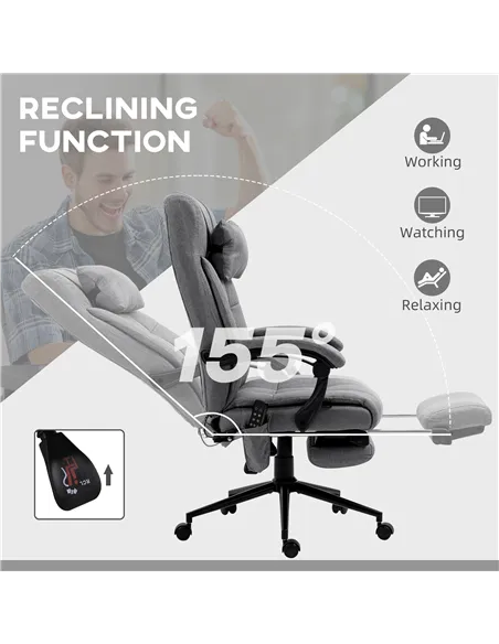 Vinsetto Office Chair with 6-point Vibration Massage and Heat, Computer Chair with Adjustable Height, Head Pillow, Footrest for 