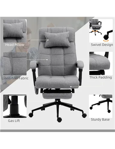 Vinsetto Office Chair with 6-point Vibration Massage and Heat, Computer Chair with Adjustable Height, Head Pillow, Footrest for 