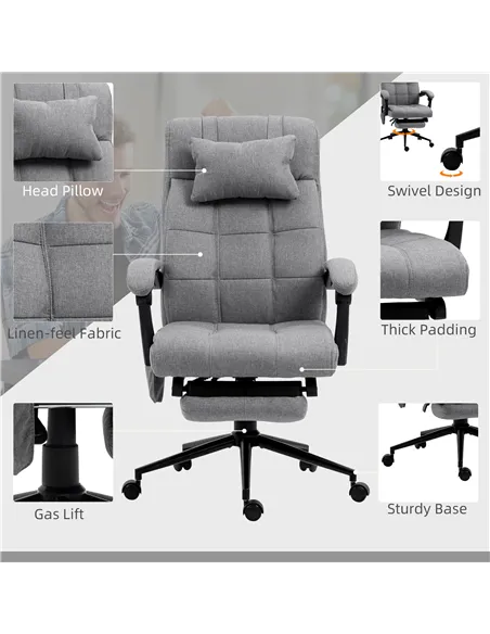 Vinsetto Office Chair with 6-point Vibration Massage and Heat, Computer Chair with Adjustable Height, Head Pillow, Footrest for 
