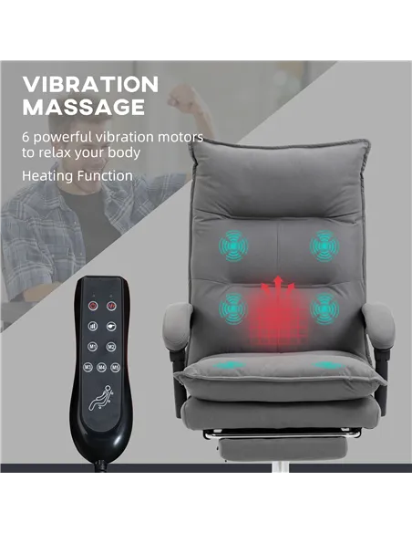 Vinsetto Massage Office Chair with Footrest, Desk Chair with 6 Point Massage and Heat, 155° Reclining Back for Home, Thick Paddi