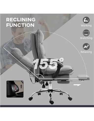 Vinsetto Massage Office Chair with Footrest, Desk Chair with 6 Point Massage and Heat, 155° Reclining Back for Home, Thick Paddi