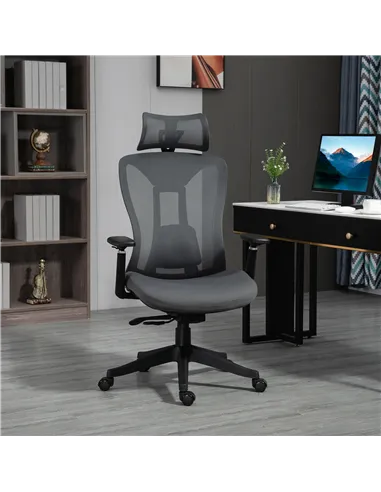 Vinsetto Mesh Office Chair, Ergonomic Desk Chair, Computer Chair with Adjustable Headrest and Lumbar Support, 135° Reclining Bac