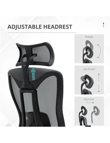 Vinsetto Mesh Office Chair, Ergonomic Desk Chair, Computer Chair with Adjustable Headrest and Lumbar Support, 135° Reclining Bac
