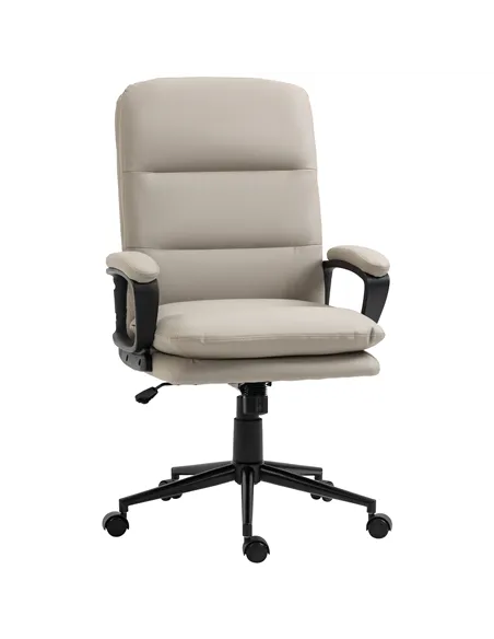 Vinsetto Office Chair, PU Leather Computer Desk Chair Office Chair with Adjustable Height and Swivel Rolling Wheels for Work Stu