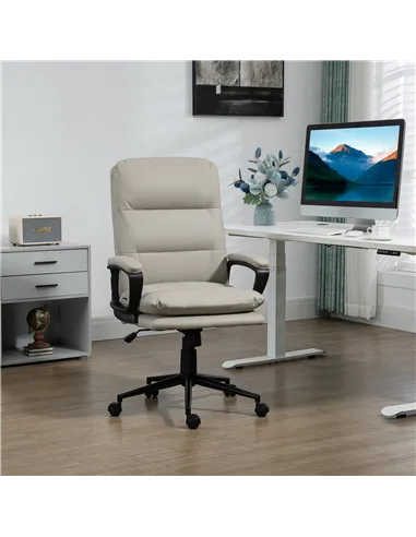 Vinsetto Office Chair, PU Leather Computer Desk Chair Office Chair with Adjustable Height and Swivel Rolling Wheels for Work Stu