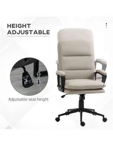 Vinsetto Office Chair, PU Leather Computer Desk Chair Office Chair with Adjustable Height and Swivel Rolling Wheels for Work Stu