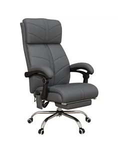 Vinsetto High Back Vibration Massage Office Chair, Heated Reclining PU Leather Computer Chair with Footrest, Grey