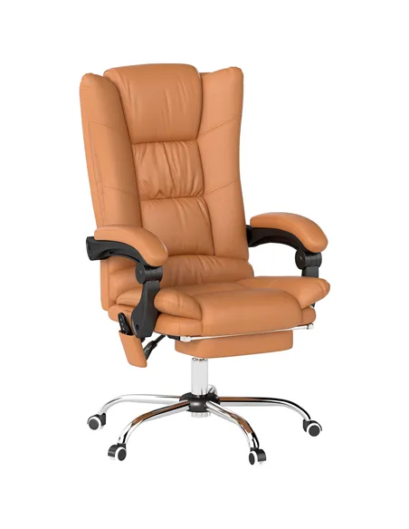 Vinsetto High Back Vibration Massage Office Chair, Heated Reclining PU Leather Computer Chair with 135° Reclining Back and Footr