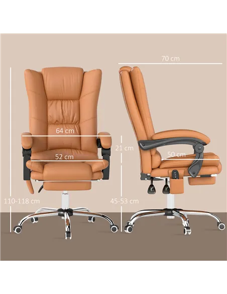 Vinsetto High Back Vibration Massage Office Chair, Heated Reclining PU Leather Computer Chair with 135° Reclining Back and Footr