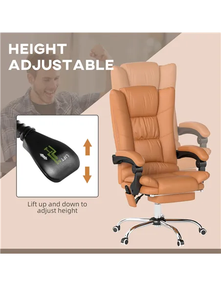 Vinsetto High Back Vibration Massage Office Chair, Heated Reclining PU Leather Computer Chair with 135° Reclining Back and Footr
