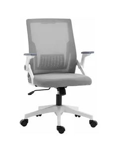 Vinsetto Mesh Office Chair, Desk Chair with Lumbar Support, Flip-up Armrest, Swivel Wheels, Adjustable Height, Grey