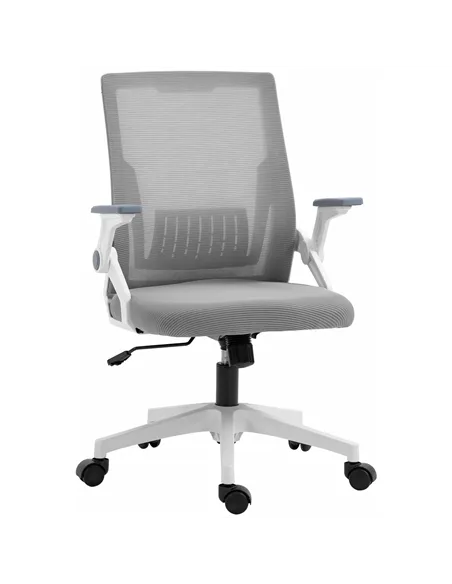 Vinsetto Mesh Office Chair, Desk Chair with Lumbar Support, Flip-up Armrest, Swivel Wheels, Adjustable Height, Grey