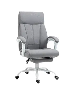 Vinsetto Office Chair, Ergonomic Desk Chair, Fabric Work Study Chair with 155° Reclining Back and Footrest, Adjustable Height an