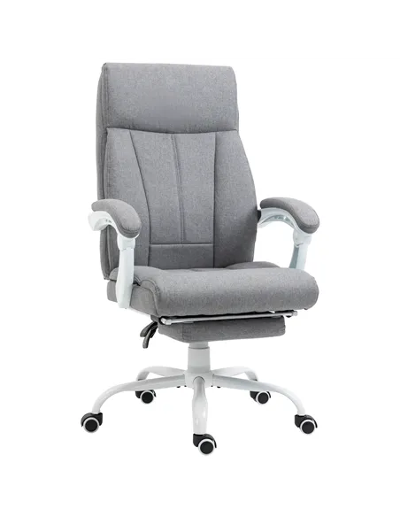 Vinsetto Office Chair, Ergonomic Desk Chair, Fabric Work Study Chair with 155° Reclining Back and Footrest, Adjustable Height an