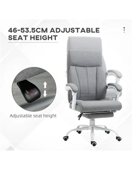 Vinsetto Office Chair, Ergonomic Desk Chair, Fabric Work Study Chair with 155° Reclining Back and Footrest, Adjustable Height an