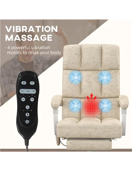 Vinsetto Massage Office Chair, Ergonomic Desk Chair, Comfy Work Study Chair with Heat, Padded Seat, 135° Reclining Back and Foot