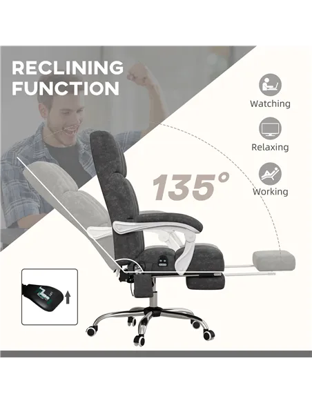 Vinsetto Massage Office Chair, Ergonomic Desk Chair, Comfy Work Study Chair with Heat, Padded Seat, 135° Reclining Back and Foot