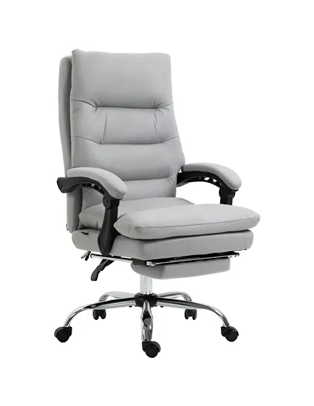 Vinsetto Office Chair with Footrest, Double Padding Ergonomic Desk Chair with 6-Point Vibration Massage and Back Heating, Microf