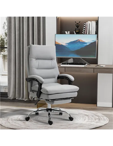Vinsetto Office Chair with Footrest, Double Padding Ergonomic Desk Chair with 6-Point Vibration Massage and Back Heating, Microf