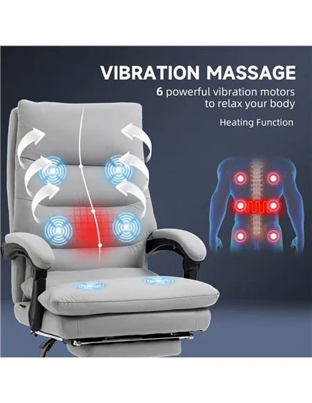 Vinsetto Office Chair with Footrest, Double Padding Ergonomic Desk Chair with 6-Point Vibration Massage and Back Heating, Microf