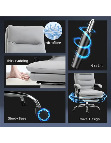 Vinsetto Office Chair with Footrest, Double Padding Ergonomic Desk Chair with 6-Point Vibration Massage and Back Heating, Microf