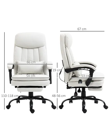 Vinsetto Office Chair, Ergonomic Desk Chair with 6-Point Vibration Massage and Lumbar Heating, Computer Chair with Lumbar Suppor