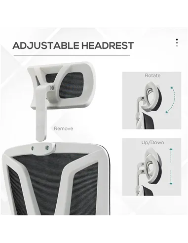 Vinsetto Ergonomic Office Chair, High Back Desk Chair, Reclining Mesh Computer Chair with Adjustable Headrest, Lumbar Support, F