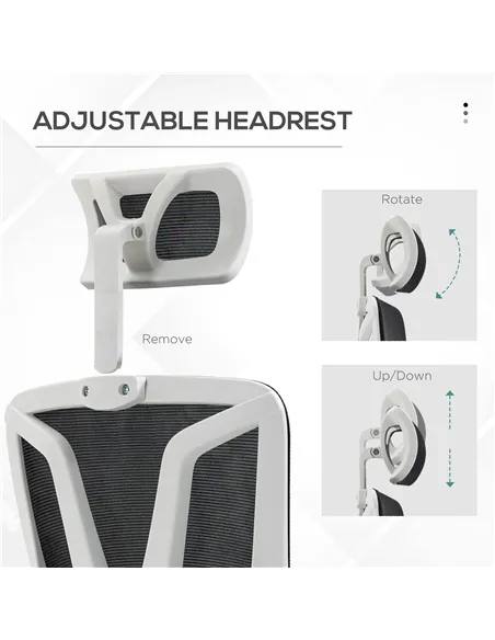 Vinsetto Ergonomic Office Chair, High Back Desk Chair, Reclining Mesh Computer Chair with Adjustable Headrest, Lumbar Support, F