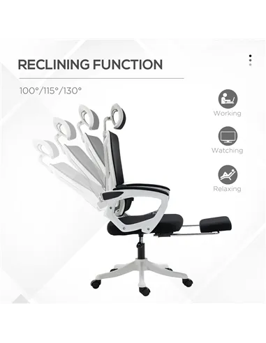Vinsetto Ergonomic Office Chair, High Back Desk Chair, Reclining Mesh Computer Chair with Adjustable Headrest, Lumbar Support, F